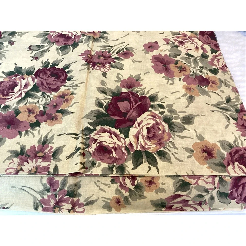 Vtg Cranston Printworks Fabric Roses Floral Cottagecore Romantic Mauve 60